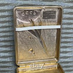 USSR Russian Soviet metal cigarette case? Osmos Soviet satellites of the? Arth