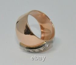 USSR Soviet Russian Gold Ring With Genuine Yakutia Diamonds 14K 583