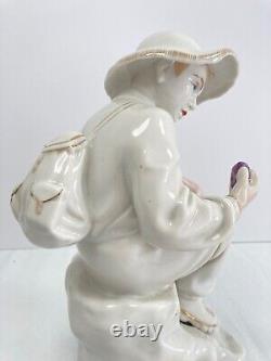 USSR Soviet Russian Jr. Geologist 12 Statuette, 14kt trim Polonskiy Faience