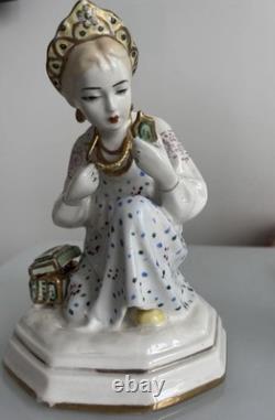 USSR Soviet Russian LZFI 1960 RARE Vintage Porcelain Malachite Box 8