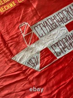 USSR Soviet Russian Lenin Red Flag Banner Tyumen Student Construction Teams 1971