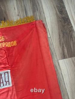 USSR Soviet Russian Lenin Red Flag Banner Tyumen Student Construction Teams 1971