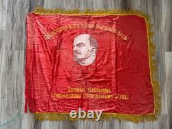 USSR Soviet Russian Lenin Red Flag Banner Tyumen Student Construction Teams 1971