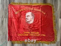 USSR Soviet Russian Lenin Red Flag Banner Tyumen Student Construction Teams 1971