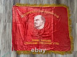 USSR Soviet Russian Lenin Red Flag Banner Tyumen Student Construction Teams 1971