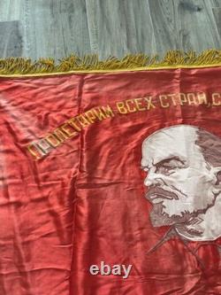 USSR Soviet Russian Lenin Red Flag Banner Tyumen Student Construction Teams 1971