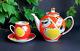 Ussr Soviet Russian Porcelain Teapot Apple Cup & Saucer Set Polonnoe Factory