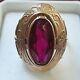 Ussr Soviet Russian Rose Pink Gold 14k 583 Ruby Women's Band Ring Size 6