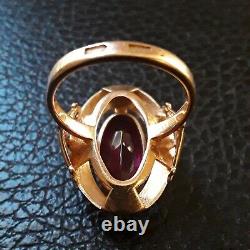 USSR Soviet Russian Rose Pink Gold 14k 583 Ruby Women's Band Ring size 6