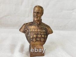 USSR Soviet Russian Sculpture Bust WW2 General Zhukov Bronze Figurine, Vintage