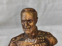 USSR Soviet Russian Sculpture Bust WW2 General Zhukov Bronze Figurine, Vintage