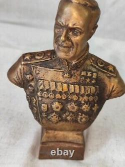 USSR Soviet Russian Sculpture Bust WW2 General Zhukov Bronze Figurine, Vintage