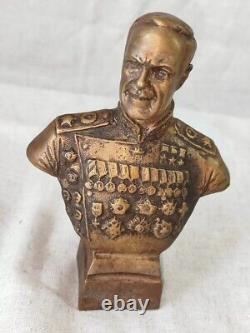 USSR Soviet Russian Sculpture Bust WW2 General Zhukov Bronze Figurine, Vintage