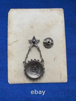 USSR Soviet Russian WW2 Red Army badge Ready To Sanitary Defence withphoto. 1930s