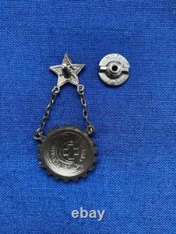 USSR Soviet Russian WW2 Red Army badge Ready To Sanitary Defence withphoto. 1930s