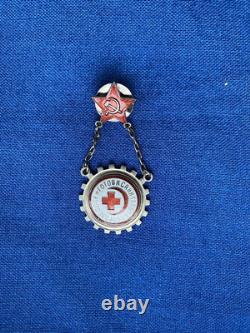 USSR Soviet Russian WW2 Red Army badge Ready To Sanitary Defence withphoto. 1930s