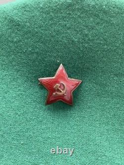 USSR Soviet Russian WW2 Red Army biggest cap hat badge red star. Rare. 1930-s