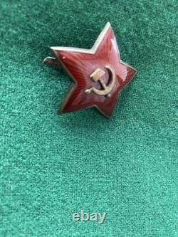 USSR Soviet Russian WW2 Red Army biggest cap hat badge red star. Rare. 1930-s