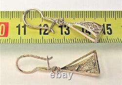 USSR Soviet Vintage Stud Ear Earrings Women's Jewelry Russian Rose Gold 583 14K