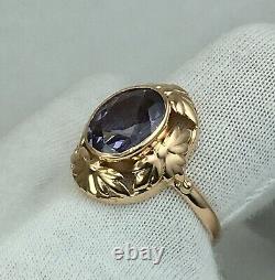 USSR Vintage Original Soviet Alexandrite (lab. Created) Rose Gold Ring 583 14K