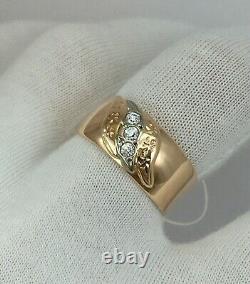 USSR Vintage Original Soviet Engagement Cubic Zirconia Rose Gold Ring 585 14K