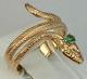 Ussr Vintage Original Soviet Natural Emerald Rose Gold Ring 583 14k Snake
