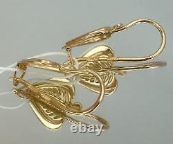 USSR Vintage Original Soviet Rose Gold Earrings 583 14K, USSR Gold Earrings