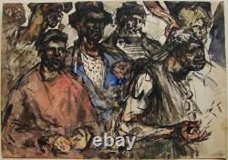 Ukrainian Soviet USSR Painting Expressionism portrait lumpen unemployed people