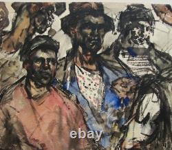 Ukrainian Soviet USSR Painting Expressionism portrait lumpen unemployed people