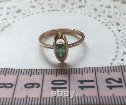 Unique Vintage USSR Russian Soviet Rose Gold Ring Natural Stone 583 14K Size 8.5