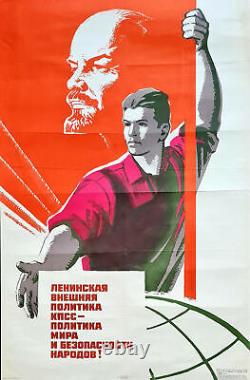 Ussr Foreign Policy Peace & Security For Nations 1974 Russian Soviet Poster