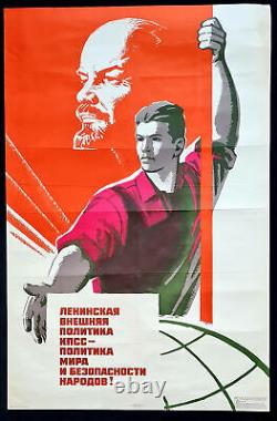 Ussr Foreign Policy Peace & Security For Nations 1974 Russian Soviet Poster