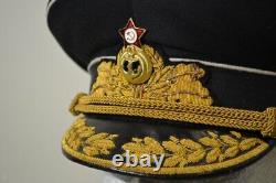 Ussr Soviet Russian Admiral Black Visor Hat Cap Cold War Era