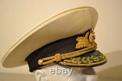 Ussr Soviet Russian Admiral White Top Visor Hat Cap Cold War Era 59