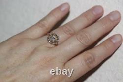 VINTAGE 14K/583 Soviet Russian Rose Gold Rose-cut Diamond Ring