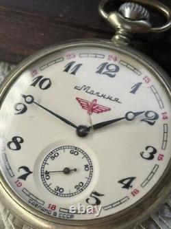 VINTAGE Molniya Pocket Watch Mechanical Soviet Ship Russian USSR Rare Old