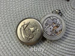 VINTAGE Molniya Pocket Watch Mechanical Soviet Ship Russian USSR Rare Old