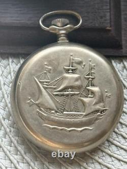 VINTAGE Molniya Pocket Watch Mechanical Soviet Ship Russian USSR Rare Old