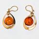 Vintage Soviet Russian Rose Gold Baltic Amber Dangle 583 Signed Ussr Earrings