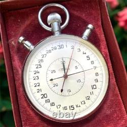 VINTAGE Stop Watch Slava Mechanical Box Pocket Soviet Sprot Russian USSR Rare