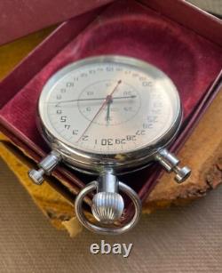 VINTAGE Stop Watch Slava Mechanical Box Pocket Soviet Sprot Russian USSR Rare