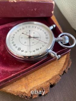 VINTAGE Stop Watch Slava Mechanical Box Pocket Soviet Sprot Russian USSR Rare