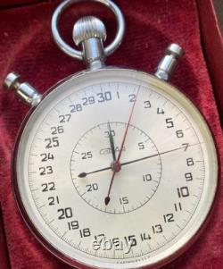 VINTAGE Stop Watch Slava Mechanical Box Pocket Soviet Sprot Russian USSR Rare