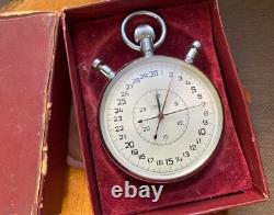 VINTAGE Stop Watch Slava Mechanical Box Pocket Soviet Sprot Russian USSR Rare