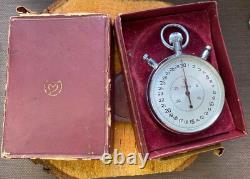 VINTAGE Stop Watch Slava Mechanical Box Pocket Soviet Sprot Russian USSR Rare