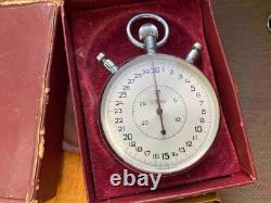 VINTAGE Stop Watch Slava Mechanical Box Pocket Soviet Sprot Russian USSR Rare