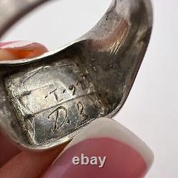 VINTAGE USSR MEN'S JEWELRY Ring Sterling Silver 875 Russian Soviet Coin Size 9.5