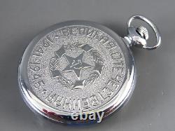 VTG MOLNIJA Russian Soviet USSR POCKET WATCH 3602 Guardia CCCP FLAG 18J Runs Exc