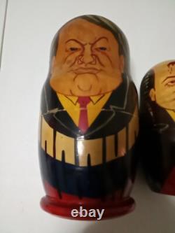 VTG Set 5 Russian Soviet Political Leaders Nesting Dolls Hand Made Painted USSR