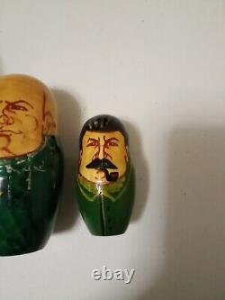 VTG Set 5 Russian Soviet Political Leaders Nesting Dolls Hand Made Painted USSR